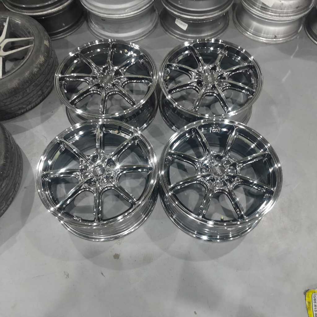 VELG BEKAS MOBIL HSR MYBECH RING 17X8 PCD 5X114 BLACK CHROME MURAH BERKUALITAS