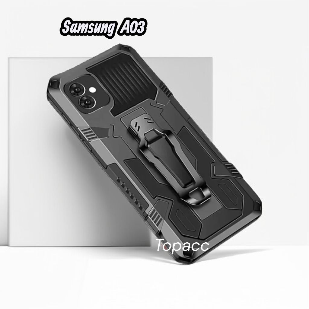 Case Robot I Cristal For Samsung A03 A03core A03S Hardcase Standing Belt Klip Tpu Premium casing dan