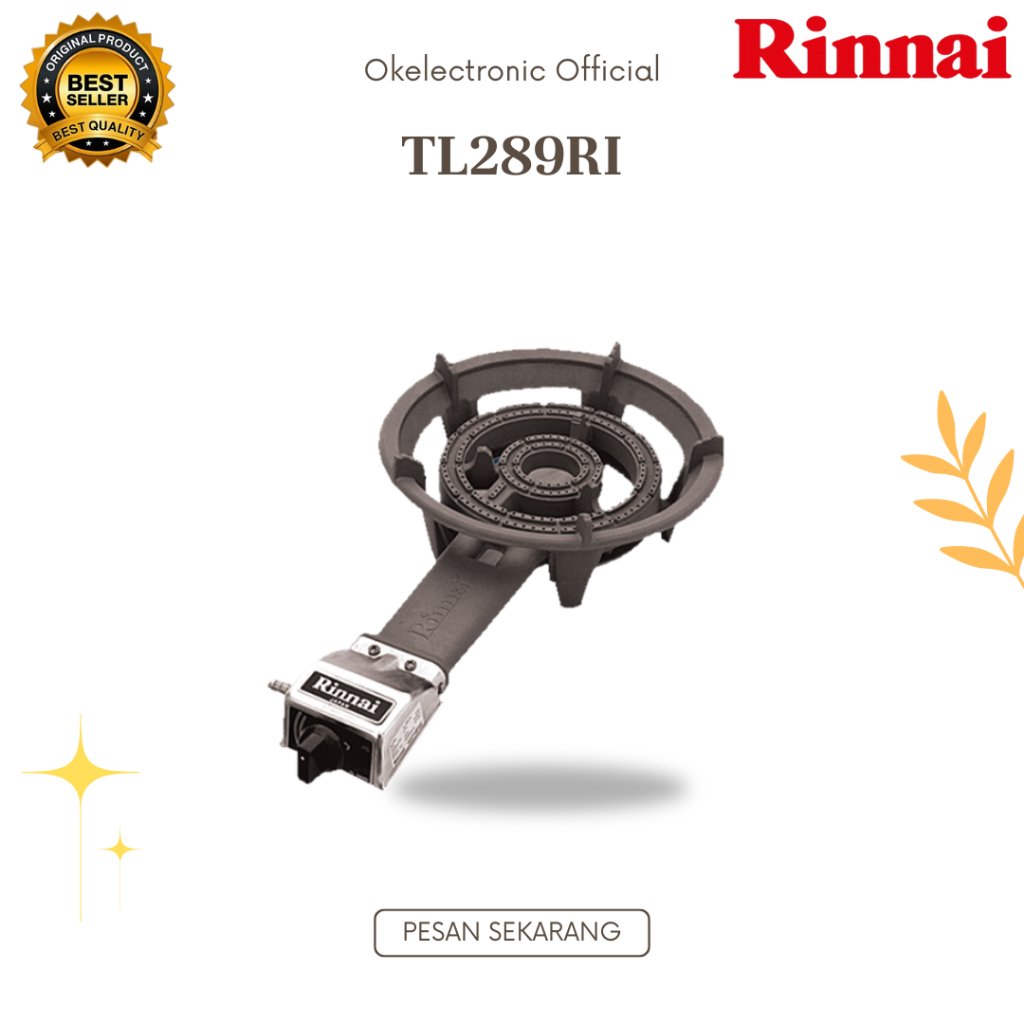 KOMPOR GAS RINNAI SEMI KOMERSIL TL 289 RI/TL289RI/TL 289RI/TL 289 RI/TL-289RI/ORIGINAL/GARANSI RESMI