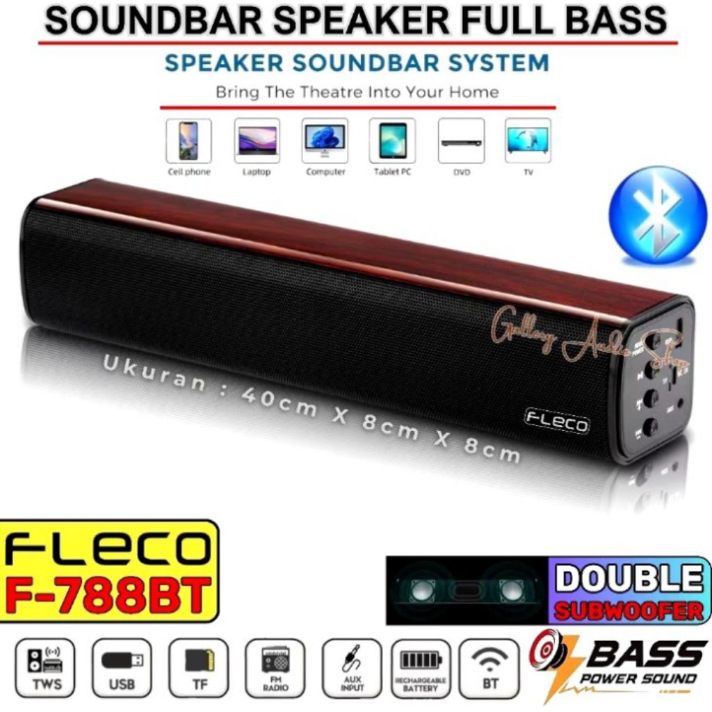Spekaer Soundbar Bluetooth Fleco F-788BT / Speaker TV Full Bass / Salon Bluetooth Panjang Super Bass