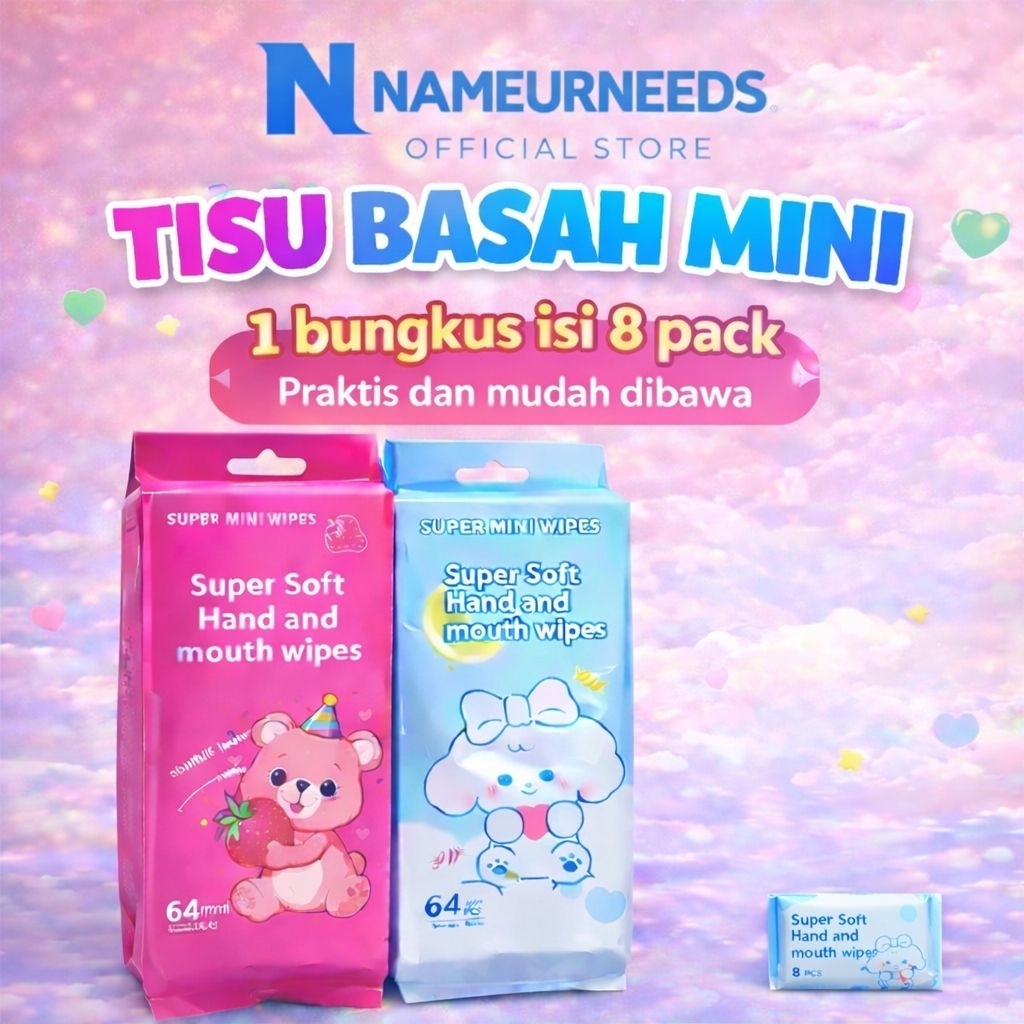 Tisu Basah Motif Lucu Tissue Basah Mini Motif Karakter Isi 8 Pack