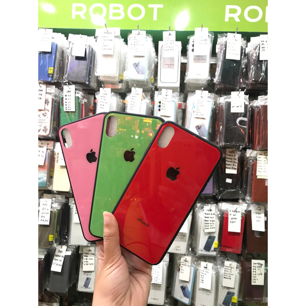 HardCase Glass Logo Polos Warna IPHONE XS MAX