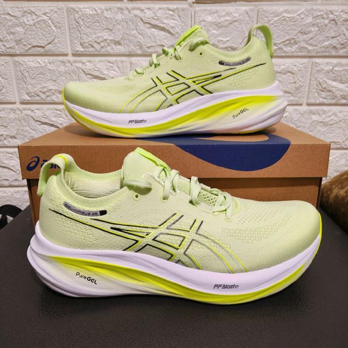 Sepatu lari pria ASICS Gel-Nimbus 26 Men's Running Shoes - Green - ORIGINAL
