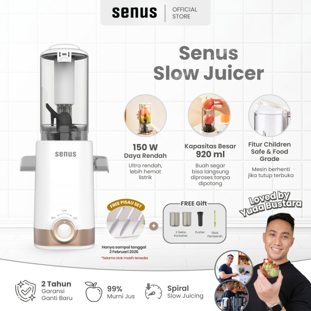 Senus Slow Juicer pengekstrak buah low watt tanpa ampas
