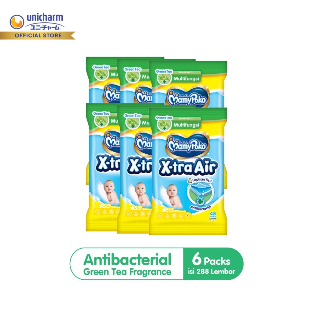 Tisu Basah MamyPoko Wipes Regular Antiseptik 48 Perfume - 6 Packs - AMS