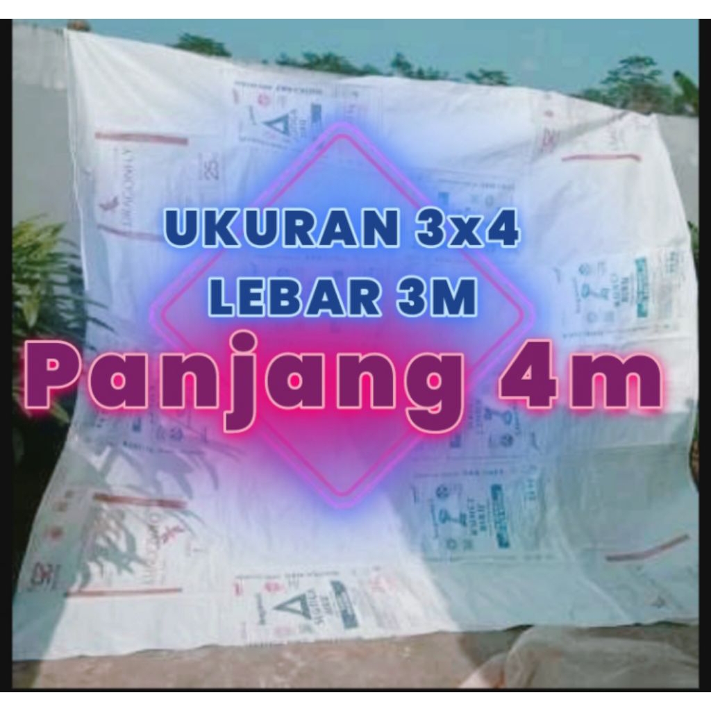 Terpal /tikar 3x3  3x4 , 4x6 , 4x7 Hamparan padi Terpal plastik Dari Karung Gebang Karung / Terpal A