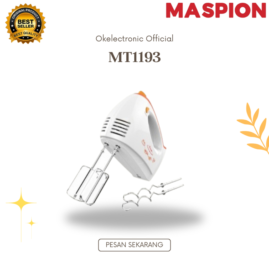MASPION HAND MIXER MT 1193/MT1193/MT-1193/ MIXER TANGAN/MIXER ORIGINAL MASPION/GARANSI RESMI