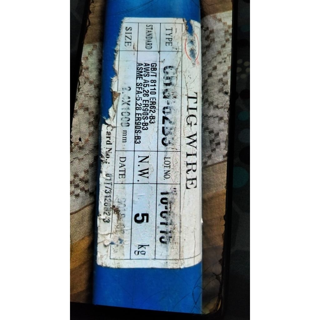 KAWAT LAS TIG WIRE AWS ER90S-B3 Size. 2.4MM HARGA 1KG