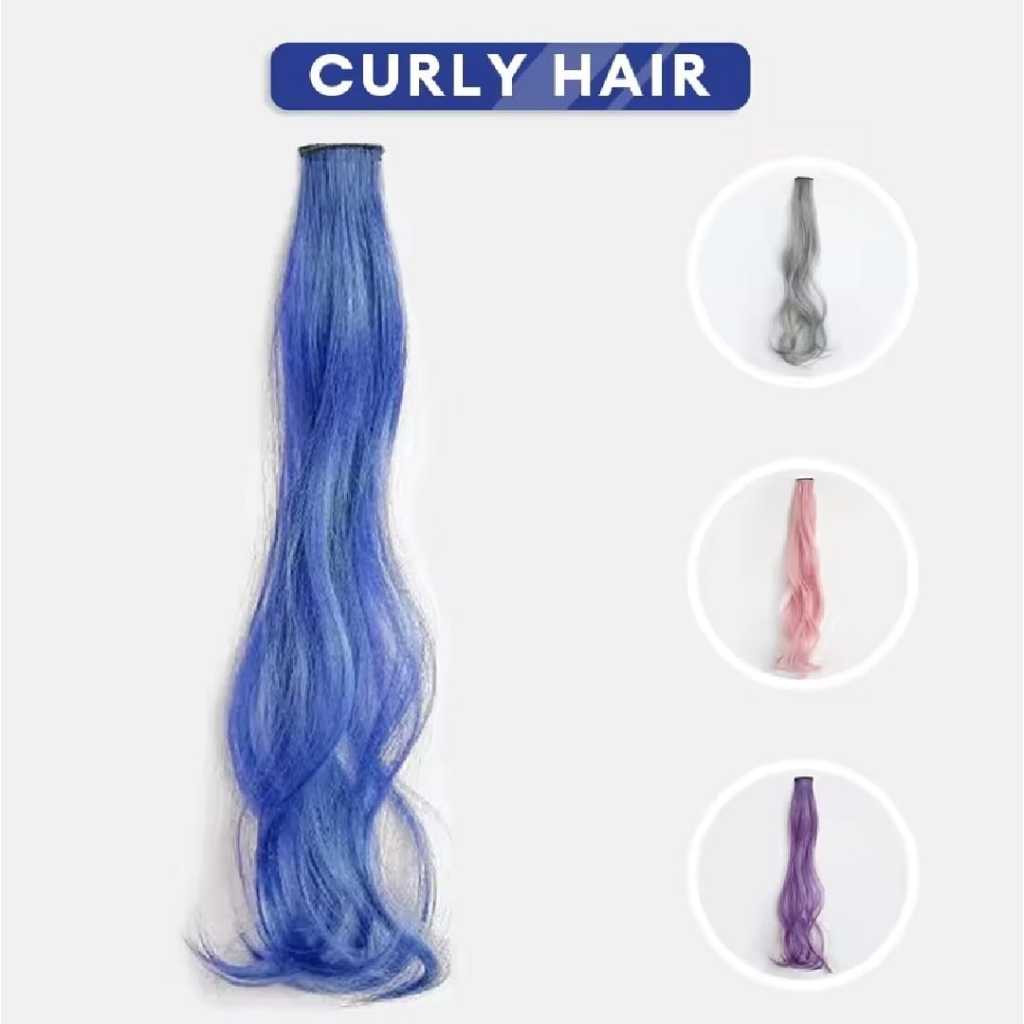 Wig Rambut Panjang Palsu Warna Warni Model Curly Satuan