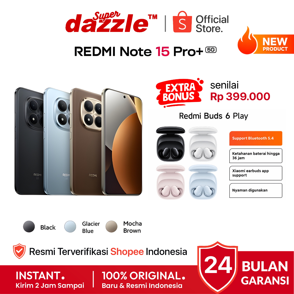 HP XIAOMI Redmi Note 15 Pro+ 5G 12/512 8/256 GB Resmi Official Store Ori Penerus Note 14 Pro+
