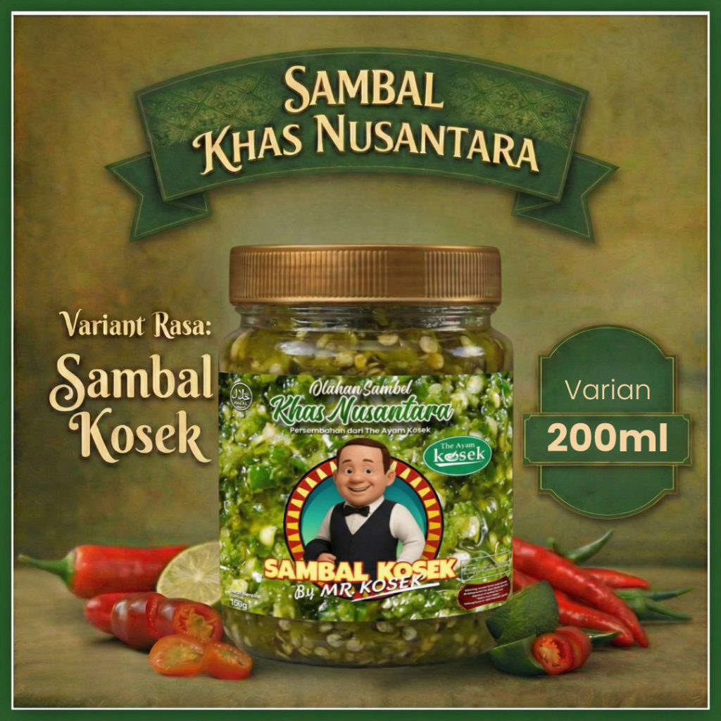 Sambal Kosek Original Sambal Bawang Pedas Gurih | Sambal Ulek Ijo Ayam Geprek Nusantara 200 ml