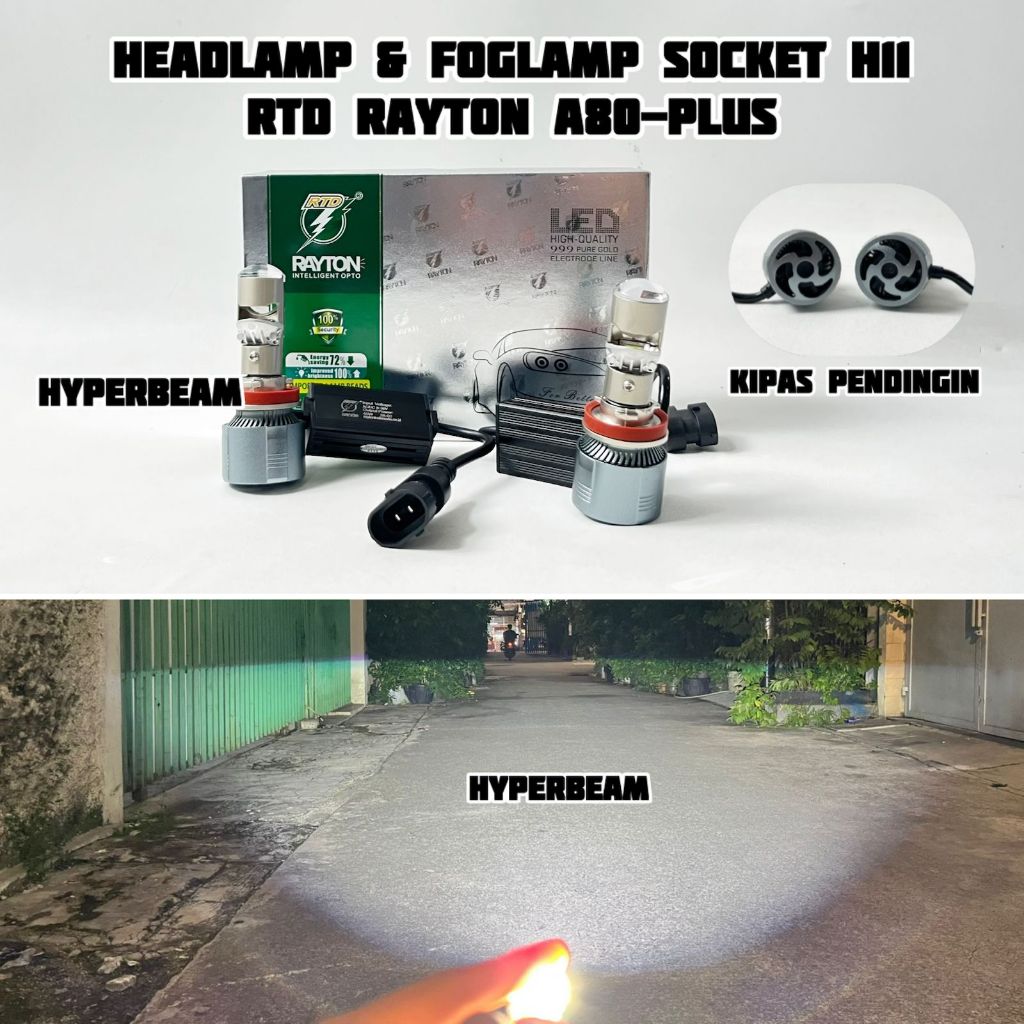 RTD RAYTON A80 PLUS - Lampu Utama & Foglamp Socket H11