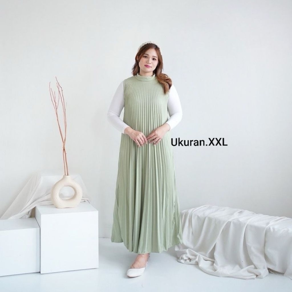 Gamis Plisket Yukensi Hyget Premium Kusus 1 Warna Mint | Dress Plisket Hyget Premium L.XL.XXL | Dres