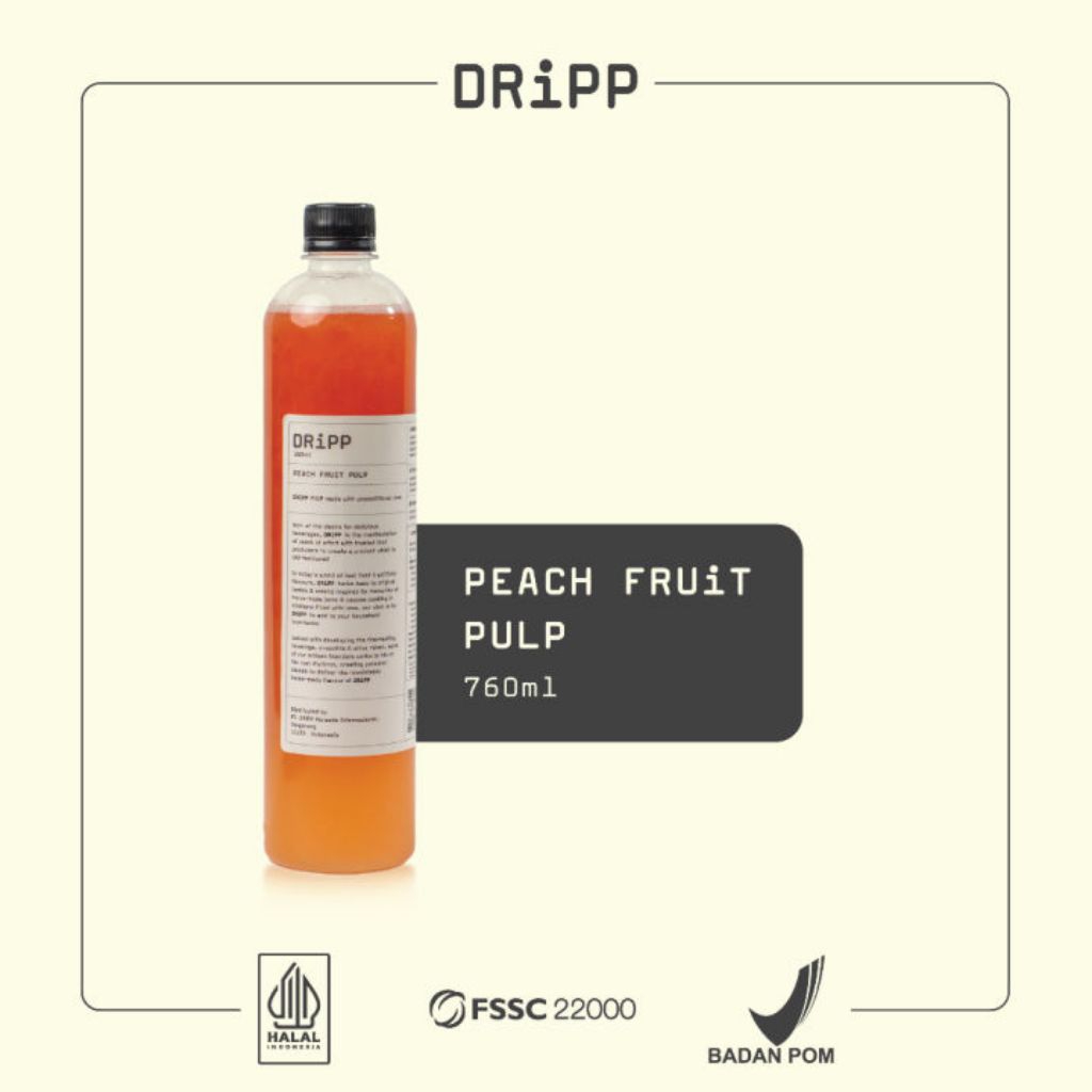 Dripp fruit pulp peach 760ml - Peach puree - Sirup buah rasa peach puree