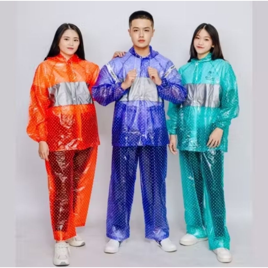 jas hujan stelan penguin's FOXY POLKADOT XL