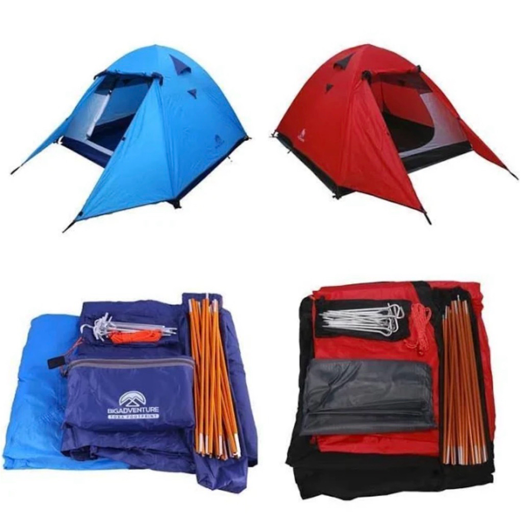 Tenda Camping 4 Orang Big Adventure Toba 4 Biru Original – Tenda Gunung Dome Waterproof Bekas Like N