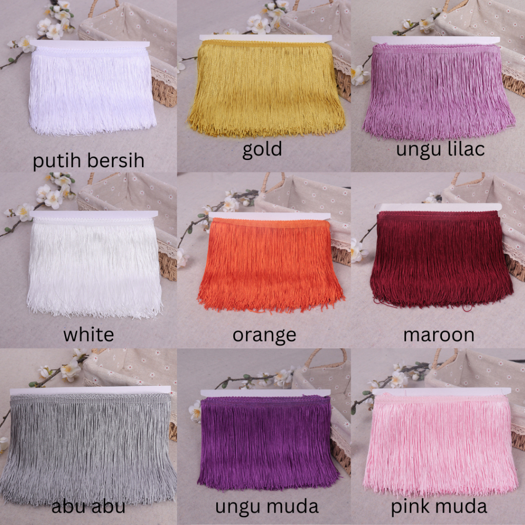 Per yard (90cm) Tassel Renda Rumbai pjg 15cm / Renda Kostum Line Dance