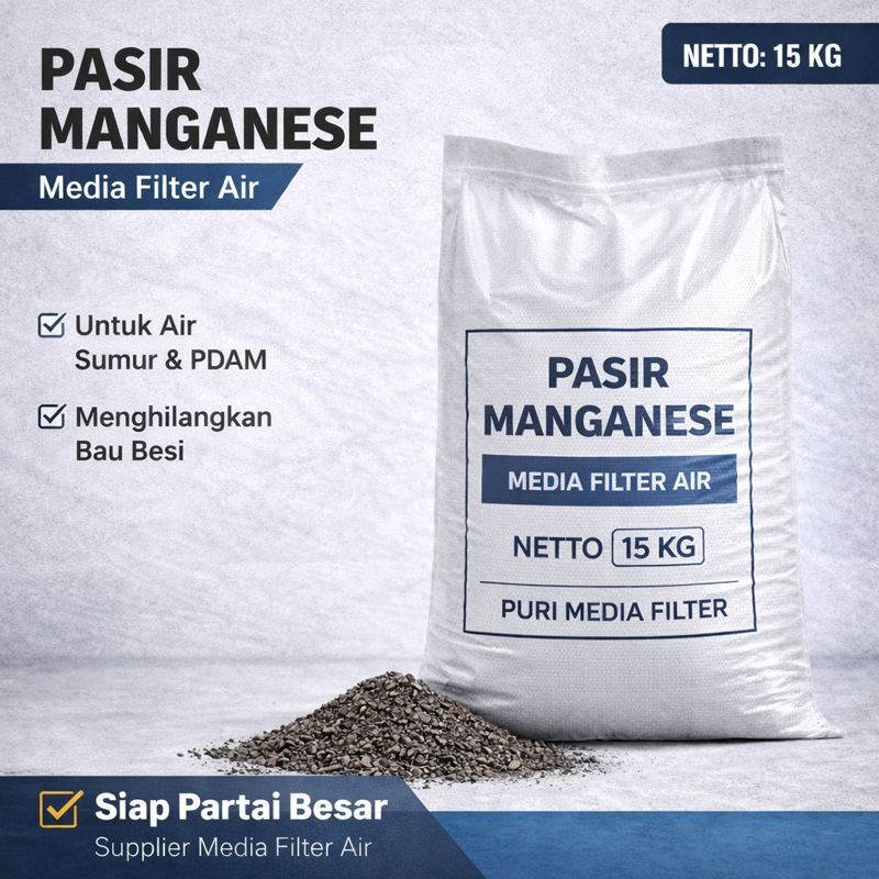 Pasir Manganese 15 KG / Manganese Filter Media / Puri Media Filter Air Menghilangkan Bau Besi & Air 