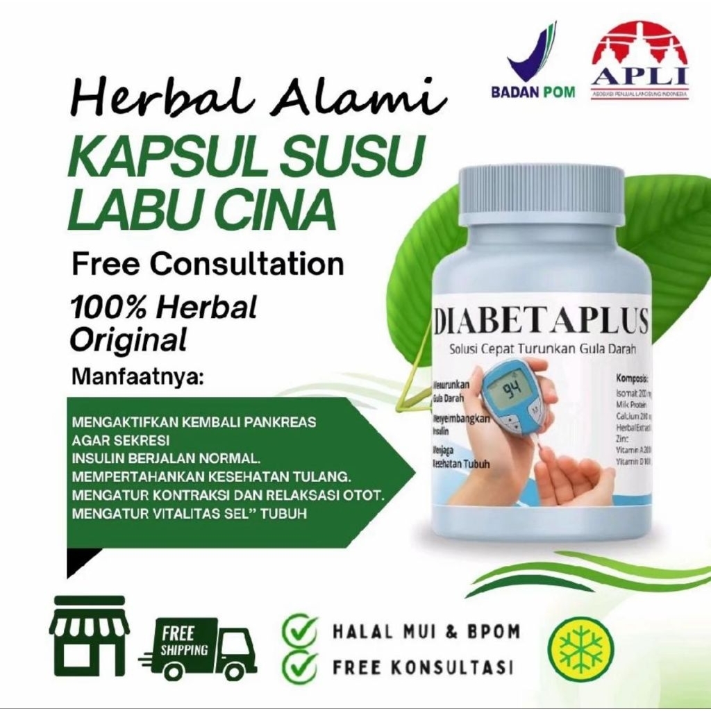 DIABETAPLUS Kapsul Susu Labu Cina Susu Labu Cina Original Kapsul Untuk Diabetes dan Kencing Manis Or