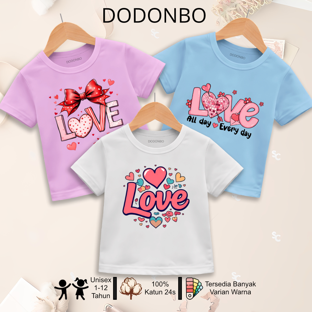 Dodonbo - Kaos Baju Anak Perempuan Laki Laki Unisex Premium 1 - 12 tahun | Katun Tebal 24s | LV3