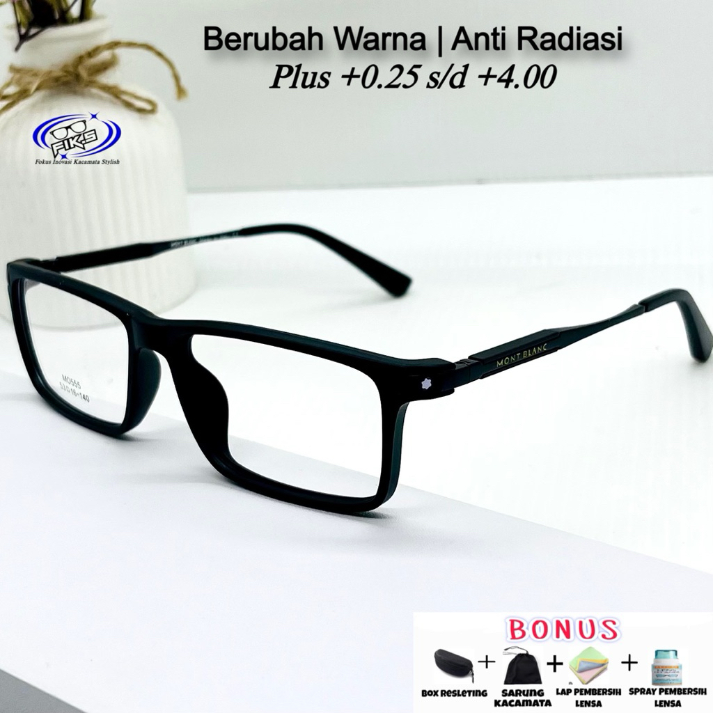 KACAMATA PLUS PHOTOCROMIC PRIA KACAMATA BACA DAN LIHAT DEKAT ANTI RADIASI KACAMATA BERUBAH WARNA