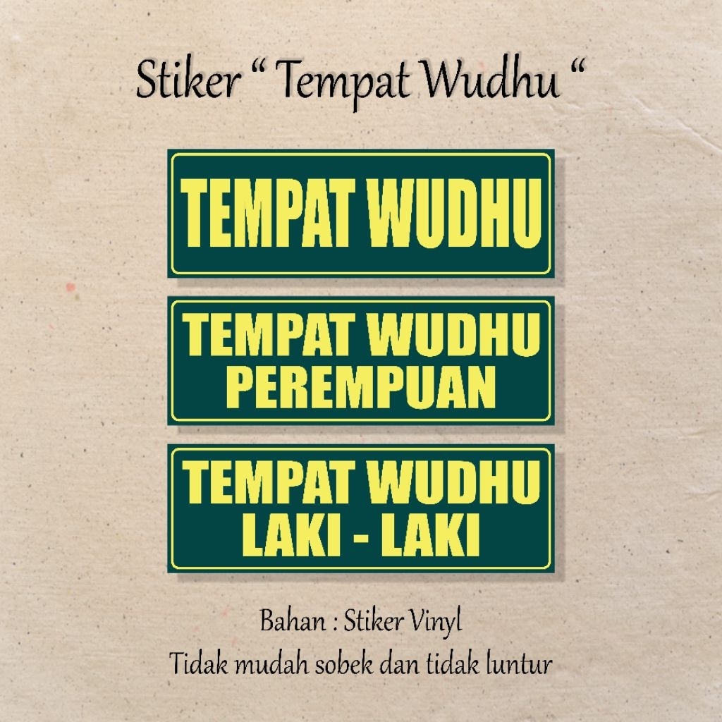 Stiker Tempat Wudhu Tulisan Tempat Wudhu Sticker Tulisan Tempat Wudhu Anti Air  Bahan Vinyl