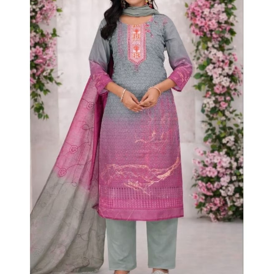 Baju India Wanita, Kurti Set Bordir Chikan Kari Original India