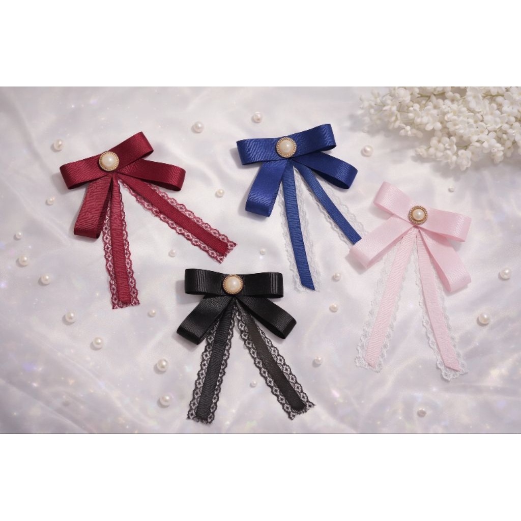 AELI Bross Pita Korea Vintage bahan berkualitas,Pilihan warna menarik| Korean Ribbon pita bross