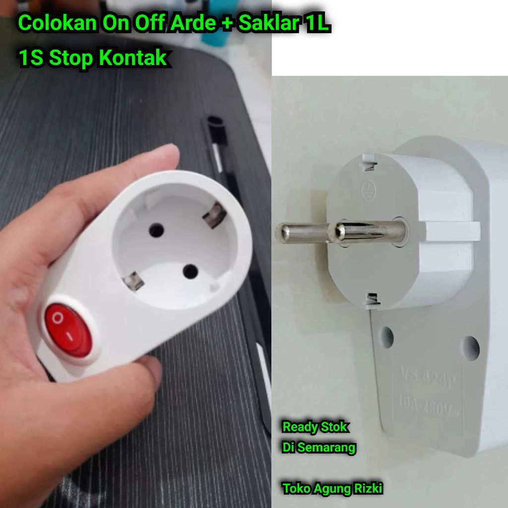 Colokan Listrik Stop On Off 1 Lubang Visicom Putih SNI