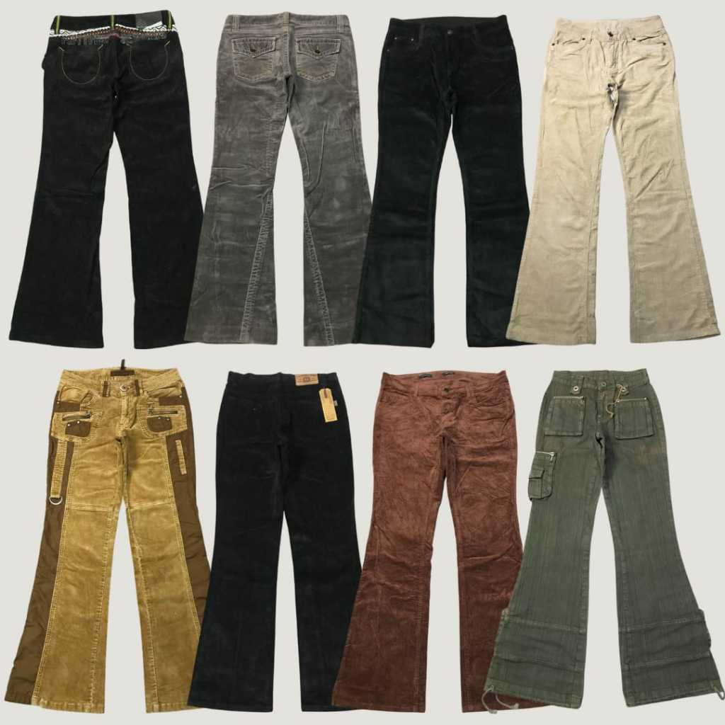 povgoods - Celana Corduroy Bootcut Cutbray Flare Low Waist Y2k