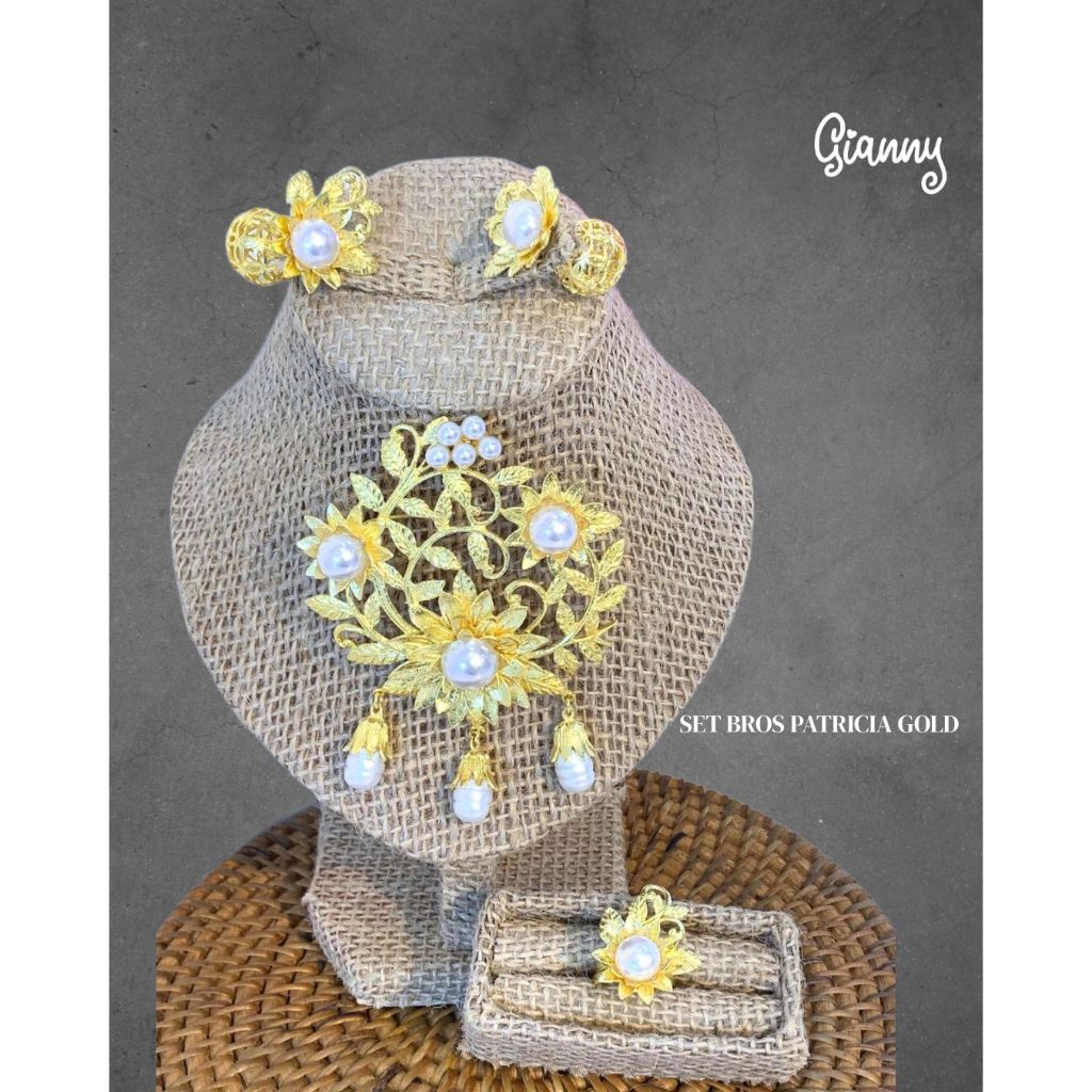 Set Bros Patricia 1 SET LENGKAP (CINCIN, BROS, ANTING) / Bros Alpaka / Aksesoris Alpaka/ Bros Pin