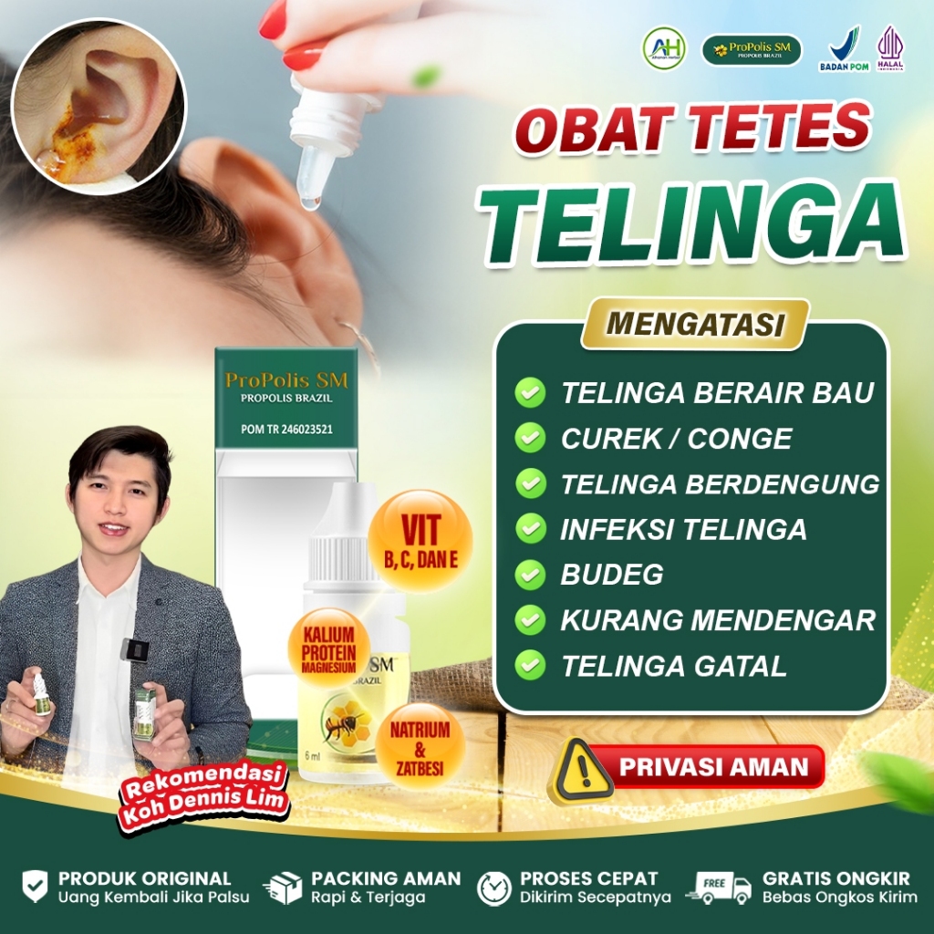 Obat Telinga Berdengung Terus Menerus, Telinga Berdenging, Telinga Berbunyi, Tuli Budeg - Propolis S