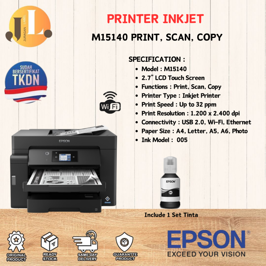 EPSON Printer Epson M15140 Epson M-15140 M 15140 A3 Wifi Duplex Monochrome Resmi