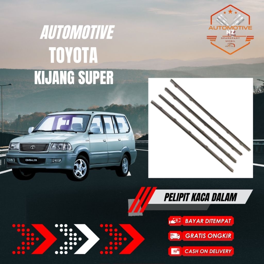 Pelipit Kaca Set Dalam Pintu Depan Toyota Kijang Super