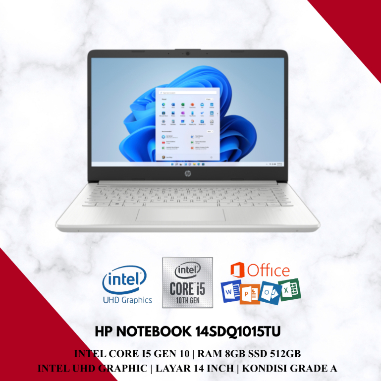 LAPTOP SEKEN HP NOTEBOOK 14S-DQ1015TU CORE I5 GEN 10 RAM 8GB SSD 512GB 14 INCH KUALITAS OKE LAPTOP B
