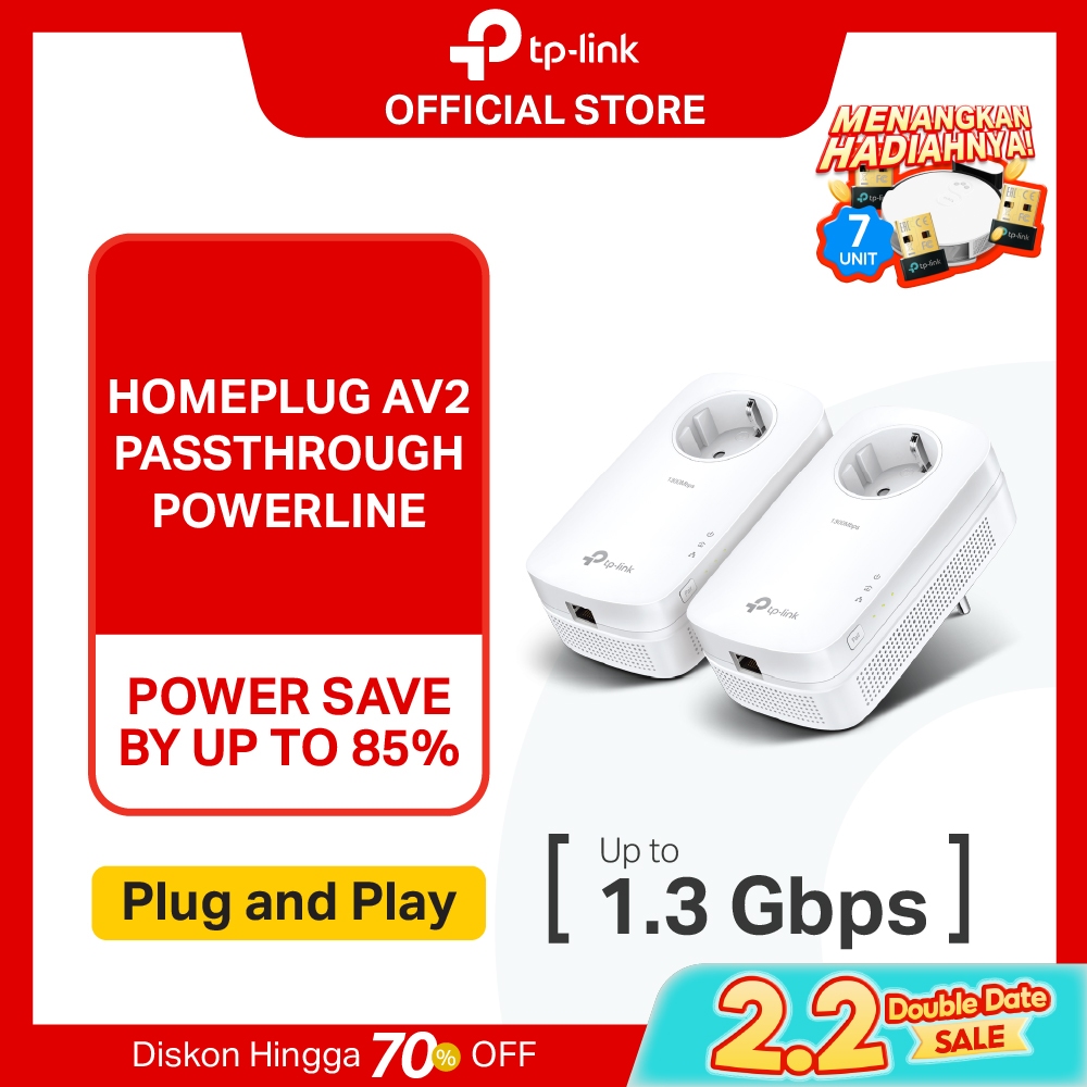 TP-LINK TL-PA8010P KIT AV1300 Passthrough Powerline Starter Kit PA8010P