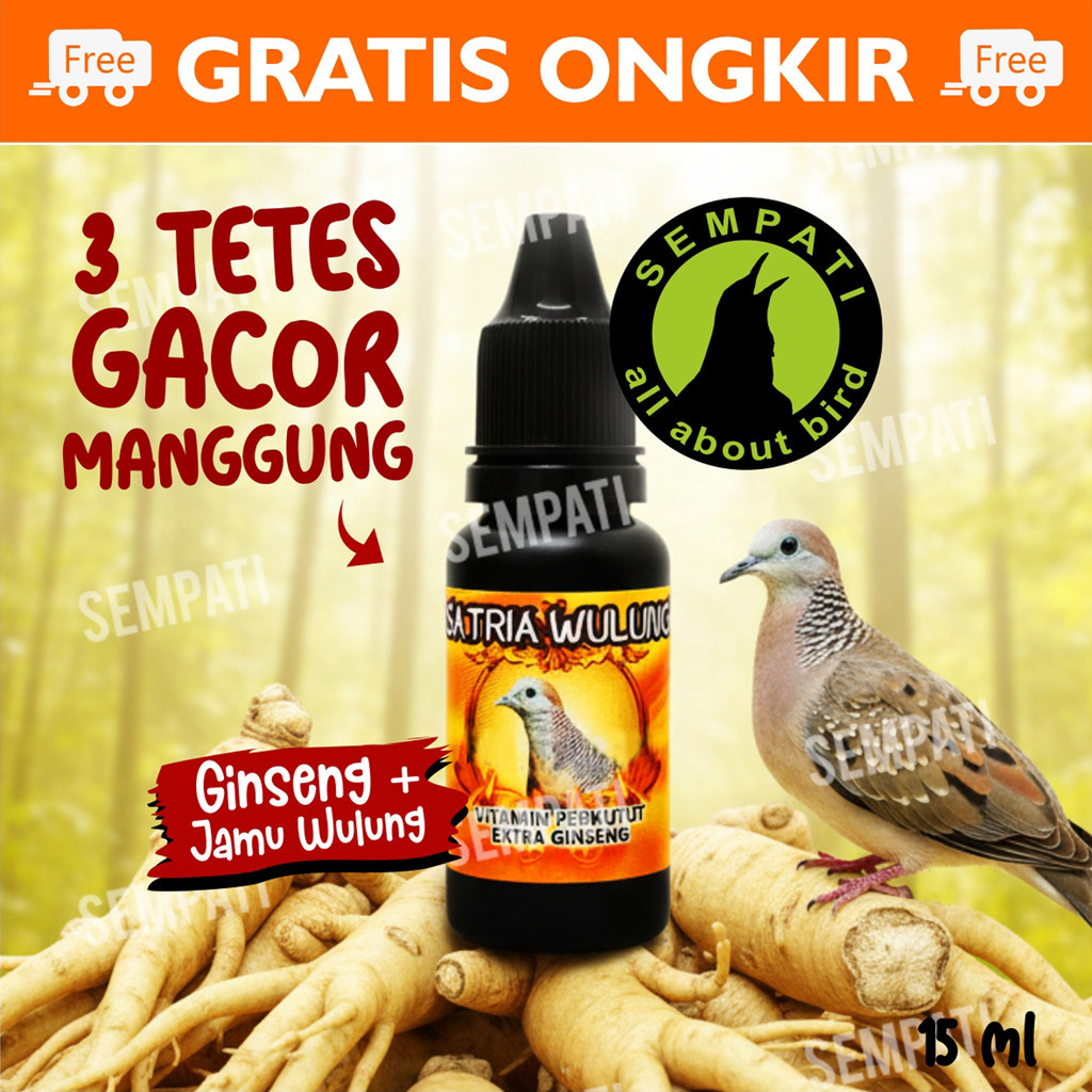 SEMPATI Vitamin Burung Perkutut Satria Wulung Ginseng Pro 3 Tetes Gacor Manggung Jamu Herbal Supleme