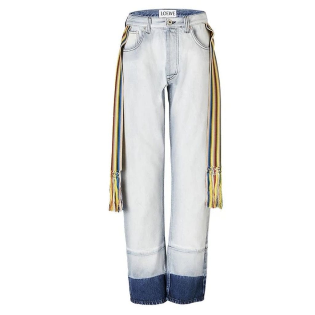 Loewe Women's Blue Stripe Bands Jeans