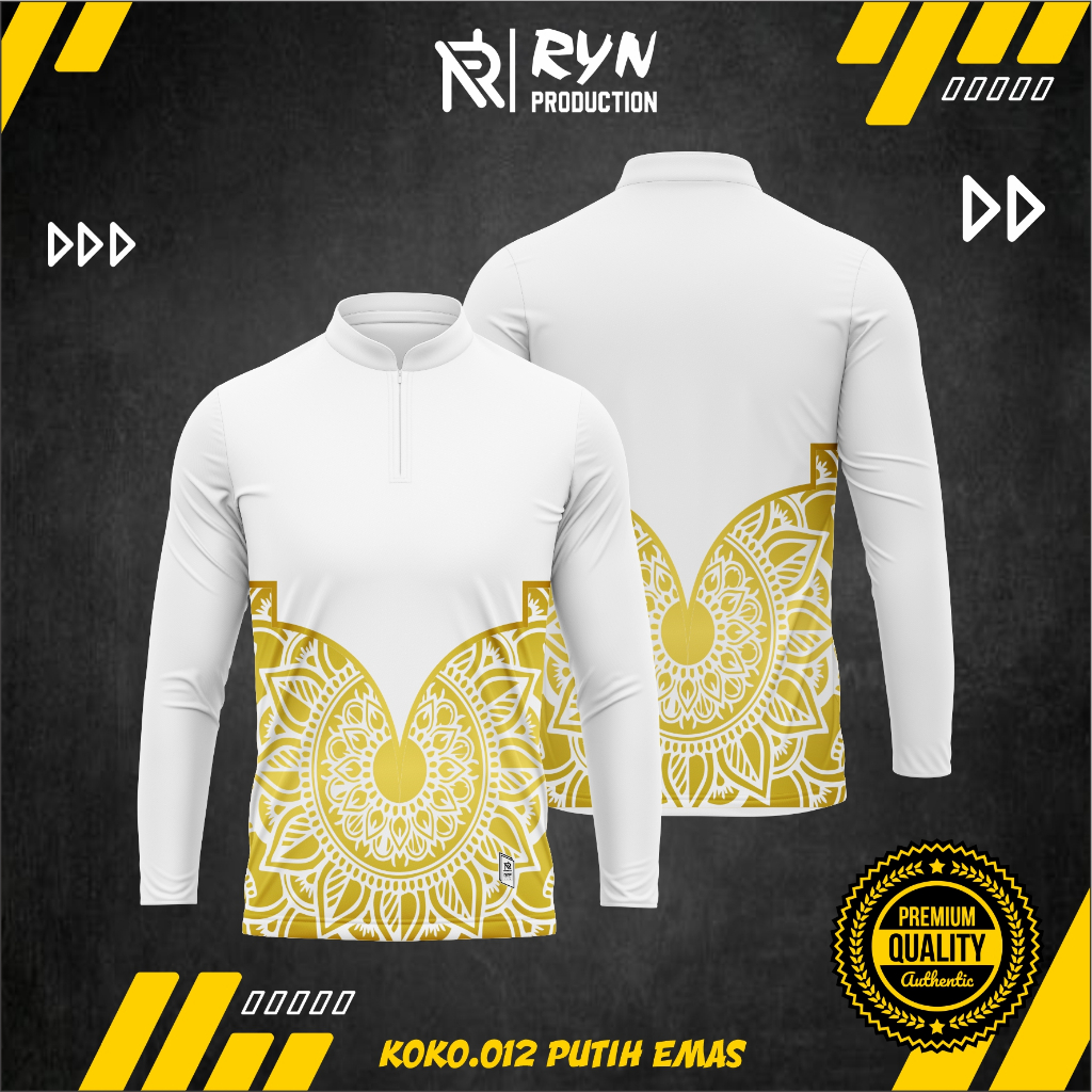 Baju Koko Pria Dewasa Lengan Pendek Fashion Pria Baju Pria Bahan Dryfit Premium - PUTIH EMAS 012