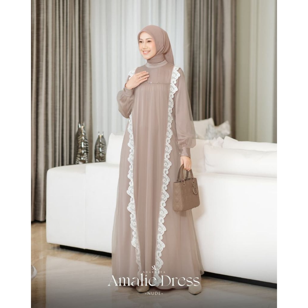GAMIS GAUN AMALIE DRES MODEST LUXURY LOOK ( DRES SAJA ) ORIGINAL BY SHARAREA