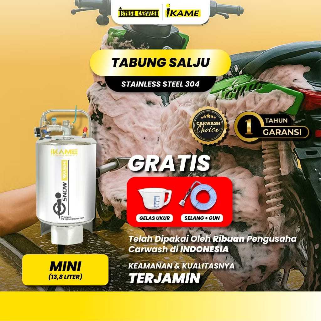 Tabung Salju Mini IKAME 15 Liter Stainless Steel - Tabung Snow Wash Cuci Mobil Motor Alat Penghasil 