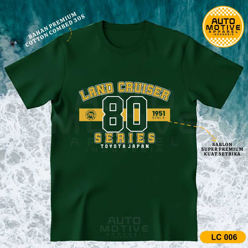 AUTOMOTIVE APPAREL Kaos Land Cruiser FJ80 Tshirt Baju Mobil Toyota Land Cruiser LC VX80 80 Series LC