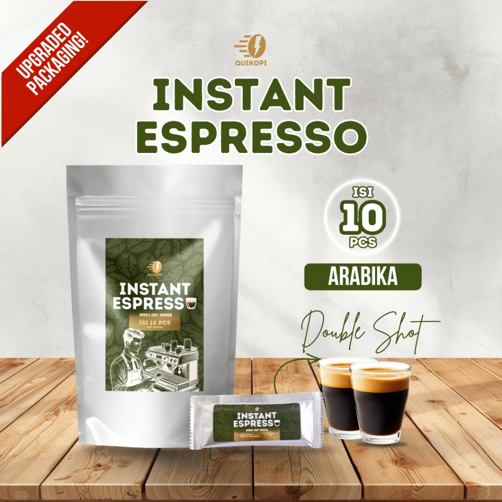 QUIKOPI Espresso Instant Arabika– 10 Sachet, Bubuk Kopi Instan Premium Tanpa Ampas, Double Shot 4 gr