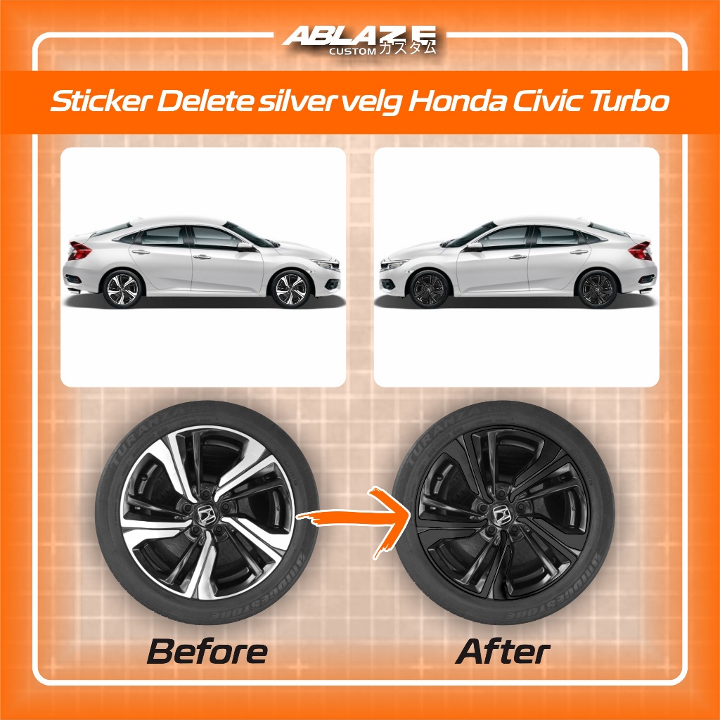 Sticker Delete Silver velg Honda Civic Turbo