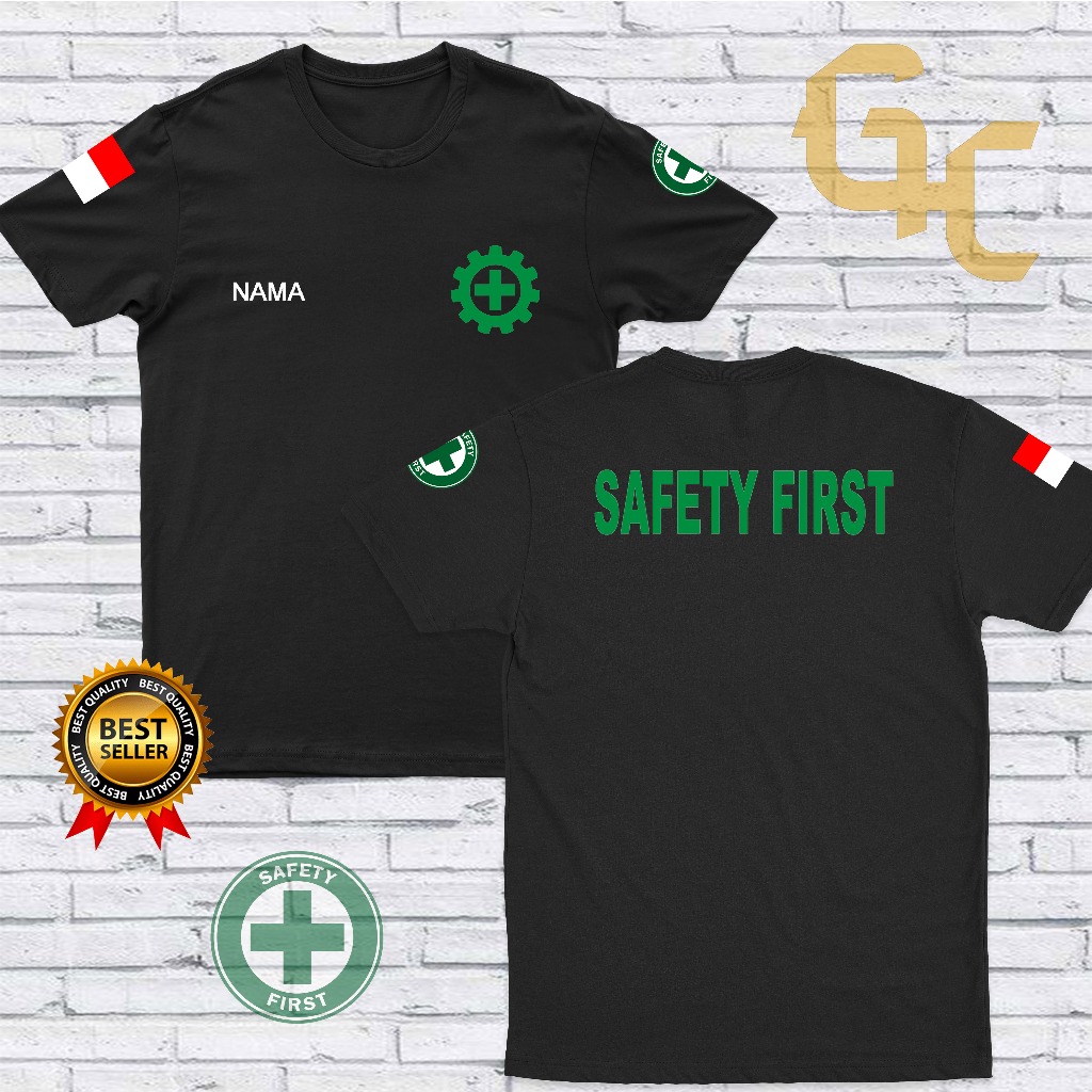 Kaos Safety First K3 Keselamatan Kerja Baju Distro Custom safety Cotton 24S