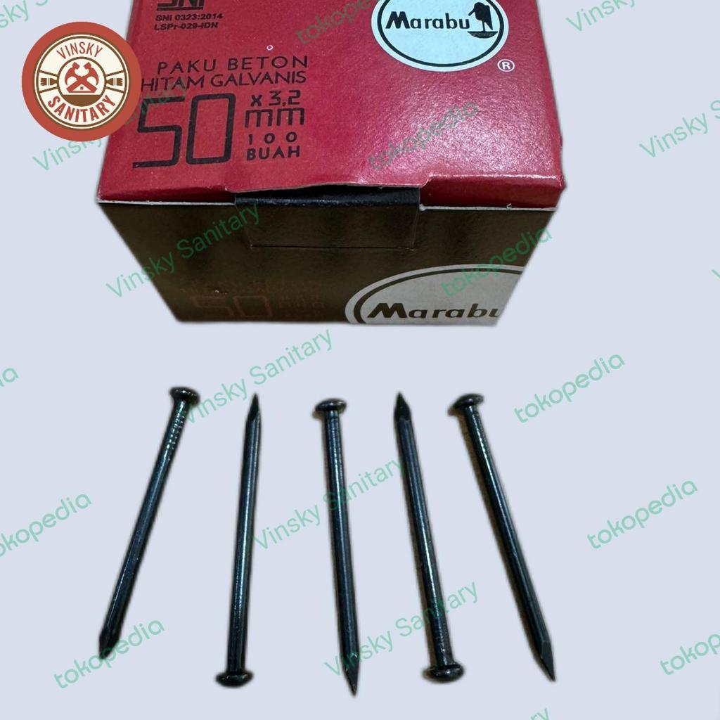 Paku Beton CALVANIS HITAM 50 / Paku Beton MARABU Hitam 5 cm isi 100pcs