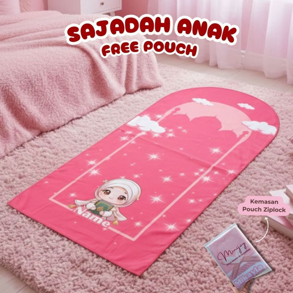 Sajadah Anak Anti Selip Custom Nama Gratis Souvenir Sejadah Anak Perempuan Laki Laki Hadiah Ultah