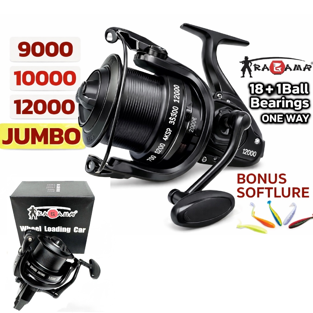 RAMAI PANCING 9000-12000 REEL JUMBO ONE WAY 18+1 BB BONUS SOFTLURE SPOOL METAL