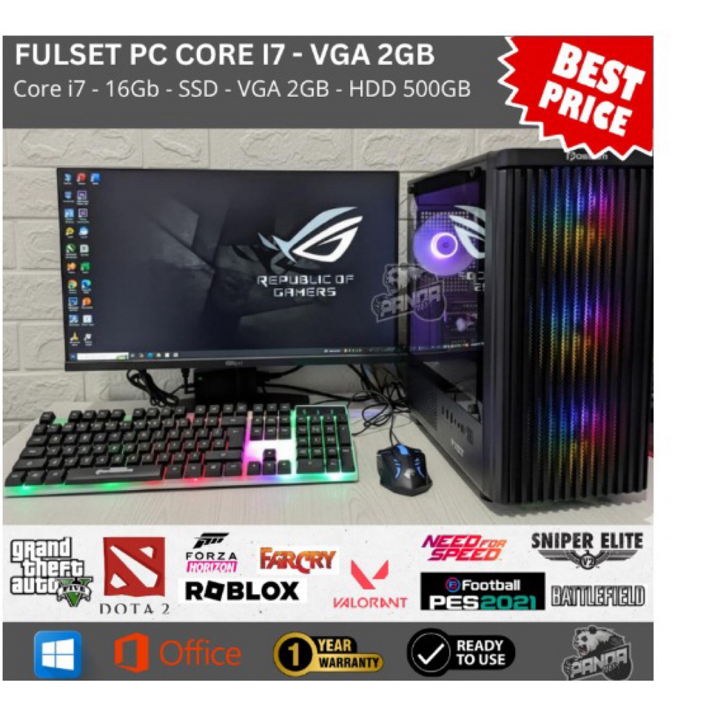 PC Editing core i7 Ram 16gb Ssd 1Tb monitor 24 in full set