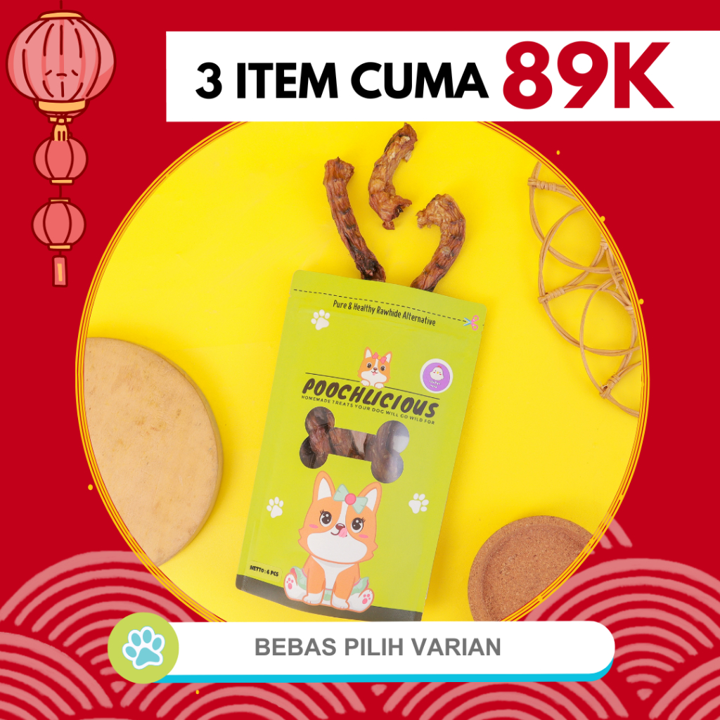 Poochlicious Chicken Neck / Leher Ayam / Dog Chew Treats / Cemilan Gigitan / Snack Anjing